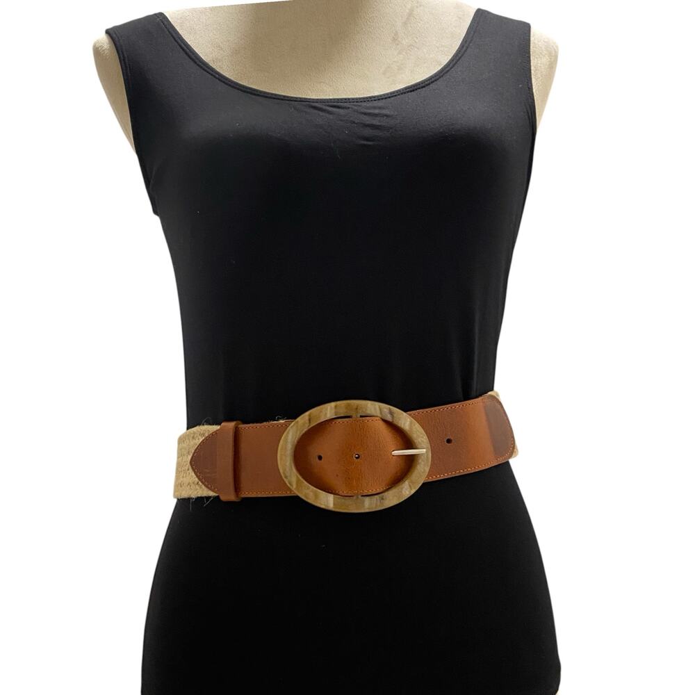 J. Jill brown 100% Jula Genuine Leather Elastic Belt Made in Italy XS/Small